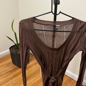 Mesh knit top brown